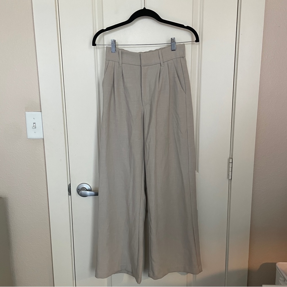 Abercrombie Tailored Wide Leg Pants in Beige XS Short